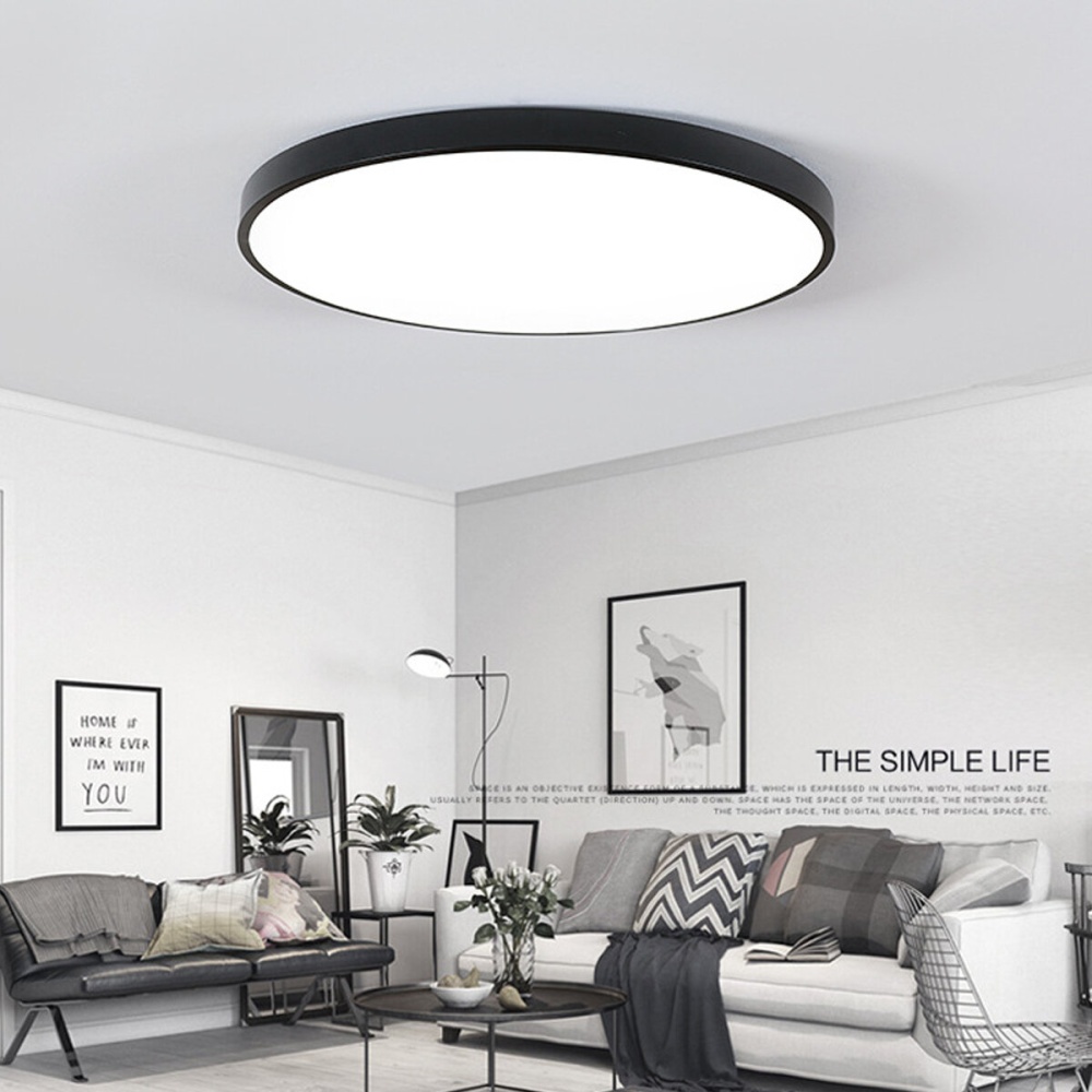 23CM/30CM LED Ceiling Light Ultra-thin Surface Downlight Mount Round Panel Lamp AC110-240V - Black 23cm - Image 2