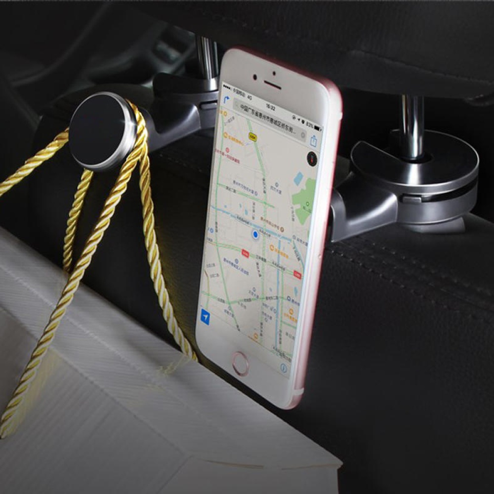 Universal Magnetic Car Backseat Headrest Hook Phone Stand Mount Holder for Tablet Phone GPS - Gold - Image 2