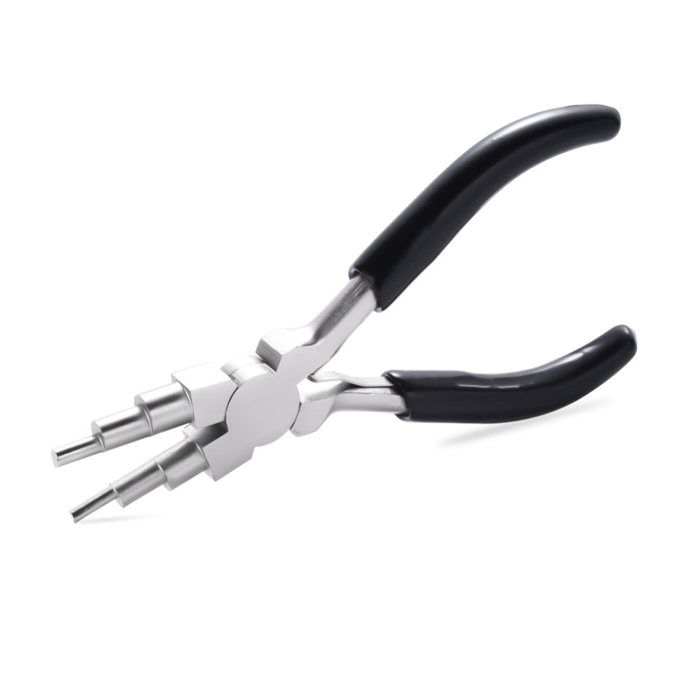 Round Nose Wire Bending Pliers Polished Steel Head Comfort Grip Handle Six-segment For Jewelry Making black