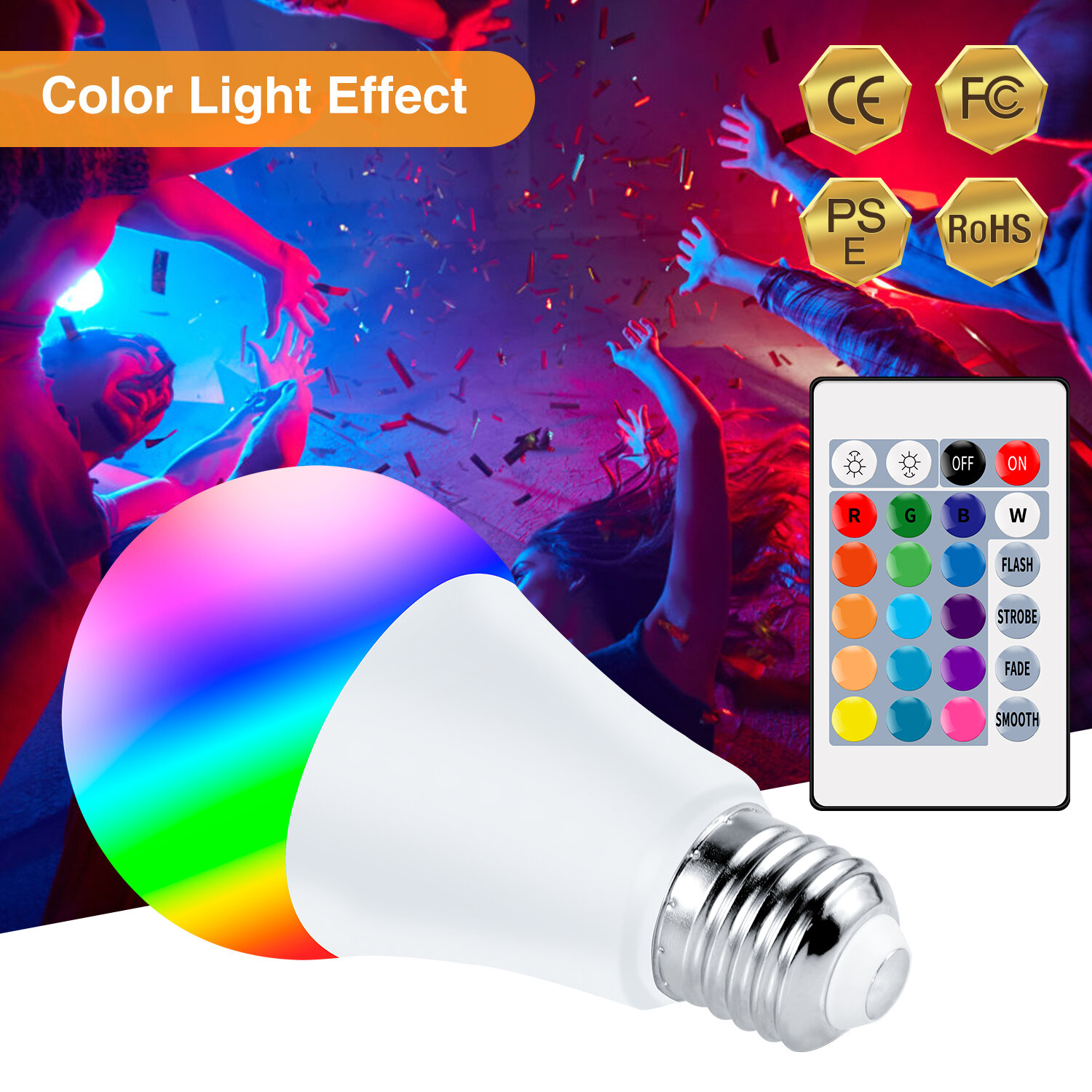 AC-85-265V E27 LED RGBW Light Bulb with Remote Control 4 Dynamic Lighting Modes - 15W RGB+Cold White - Image 2