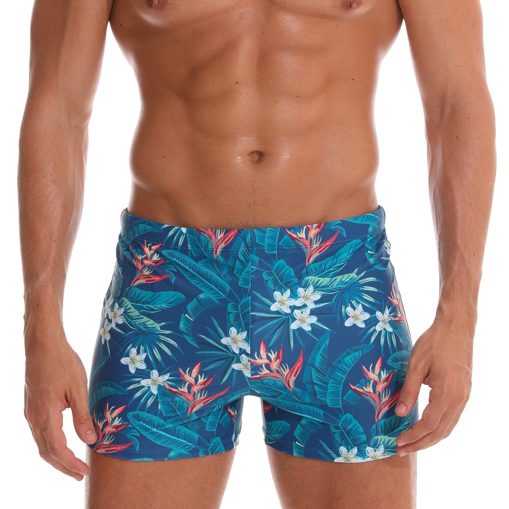 Mens Swimming Pad Trunks Beach Quick-drying Swimming Trunks - M White