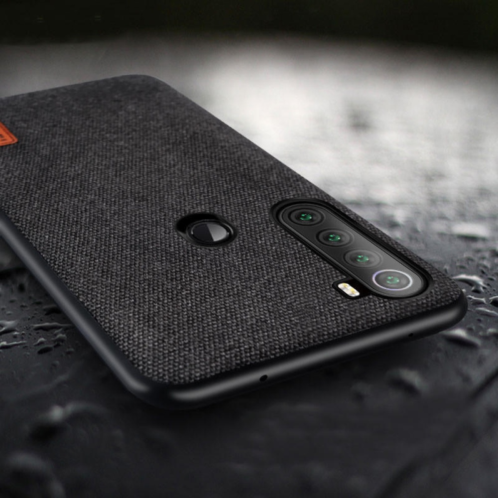 Luxury Fabric Splice Soft Silicone Edge Shockproof Protective Case For Xiaomi Redmi Note 8T - Black - Image 2