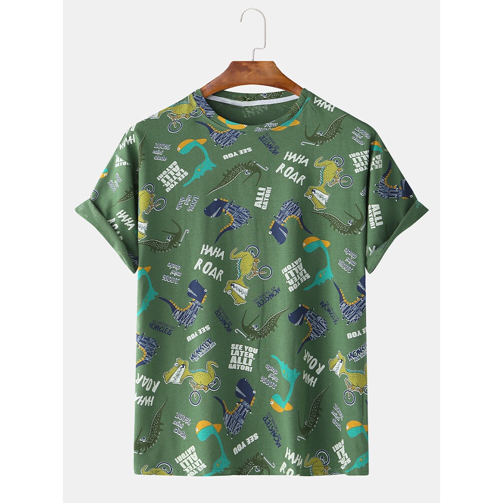 Mens Fashion Crew Neck Breathable Funny Patterns Printing Short Sleeve Casual T-Shirts - Red M