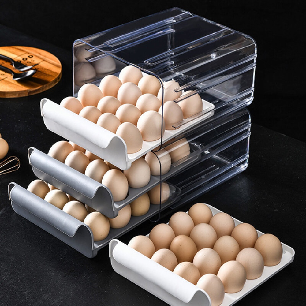 Double Drawer Type Egg Preservation Box Food Grade PP Material Large Storage Capacity Compartment Egg Tray - Orange - Image 2