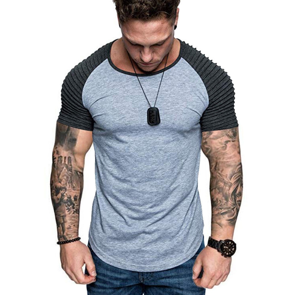 Men's T-Shirts Round Collar T-Shirts Quick Drying Elasticity Basketball Sportswear Fitness Gym Running Short Shirts - Black L