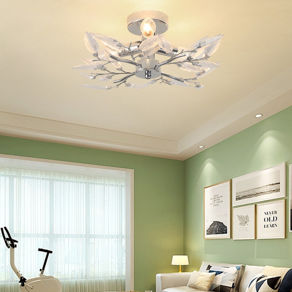 Modern Art LED Ceiling Lamp Chandelier Crystal Leaves Lamp Light Living Room Without Bulb - Purple - Image 2