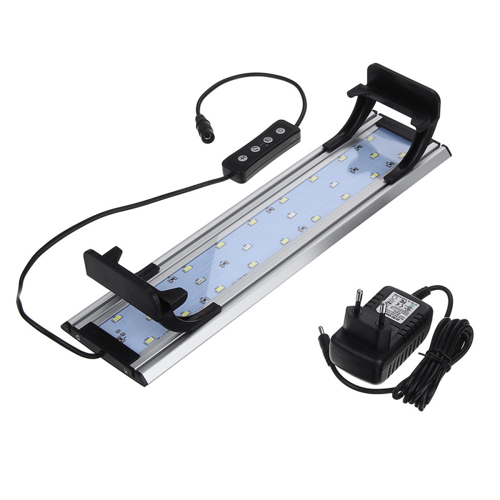 Dimmable & Timer LED Fish Tank Light Lamp Hood Aquarium Lighting with Extendable Brackets for 30CM Tank Plant Growth, 3 Light Modes, White + Blue + R - Image 2