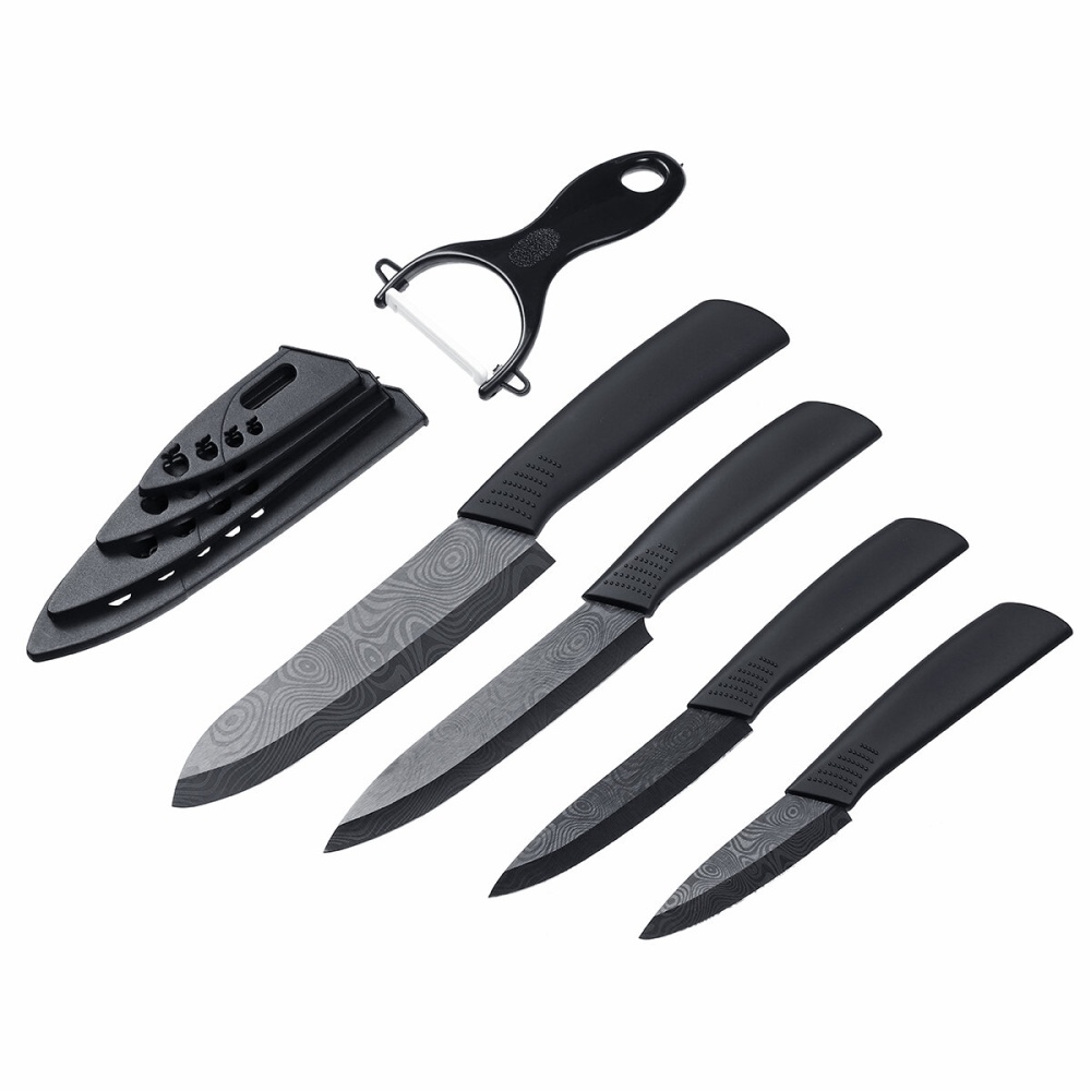 5PCS 3-6 inch Kitchen Chef Ceramic Knife Set With Cover Blad Fruit Peeler Kitchen Tools Set - Image 2