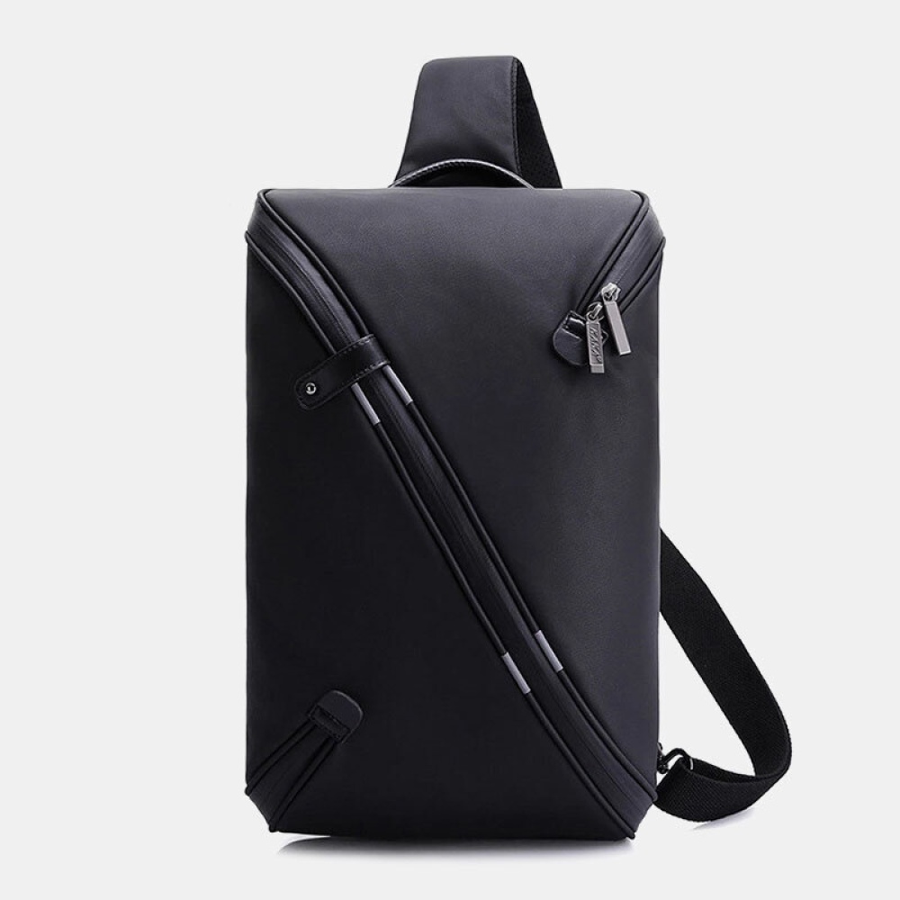 KAKA Multifunctional Multi-Pocket Backpack with USB Port Waterproof Nylon Macbook Storage Men Travel Chest Bag - Black - Image 2