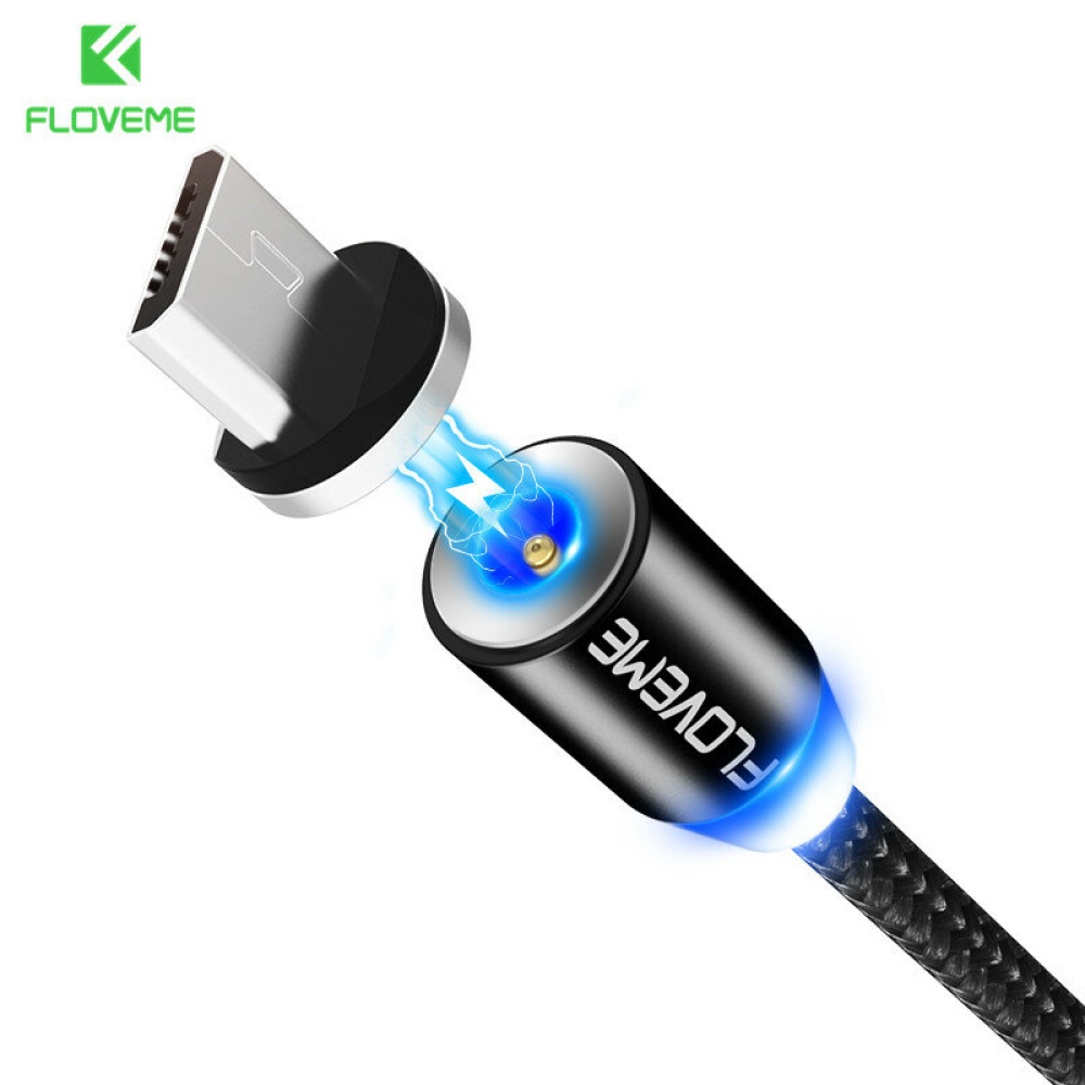 FLOVEME Magnetic Data Cable 2.4A Type C Micro USB LED Indicator Fast Charging For Hauwei P30 P40 Pro Mate 30 Mi10 POCO X3 S20+ Note 20 - Black Micro - Image 2