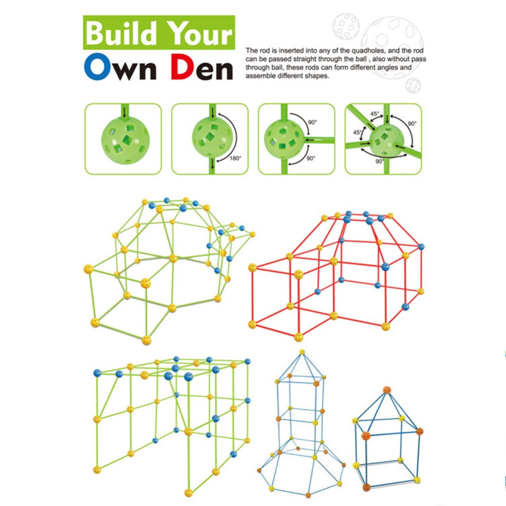 Kids Construction Fort Building Kit Build Making Kits Toys for Boys Girls DIY Castles Tunnels Tent Rocket Tower With tent cloth - Image 2