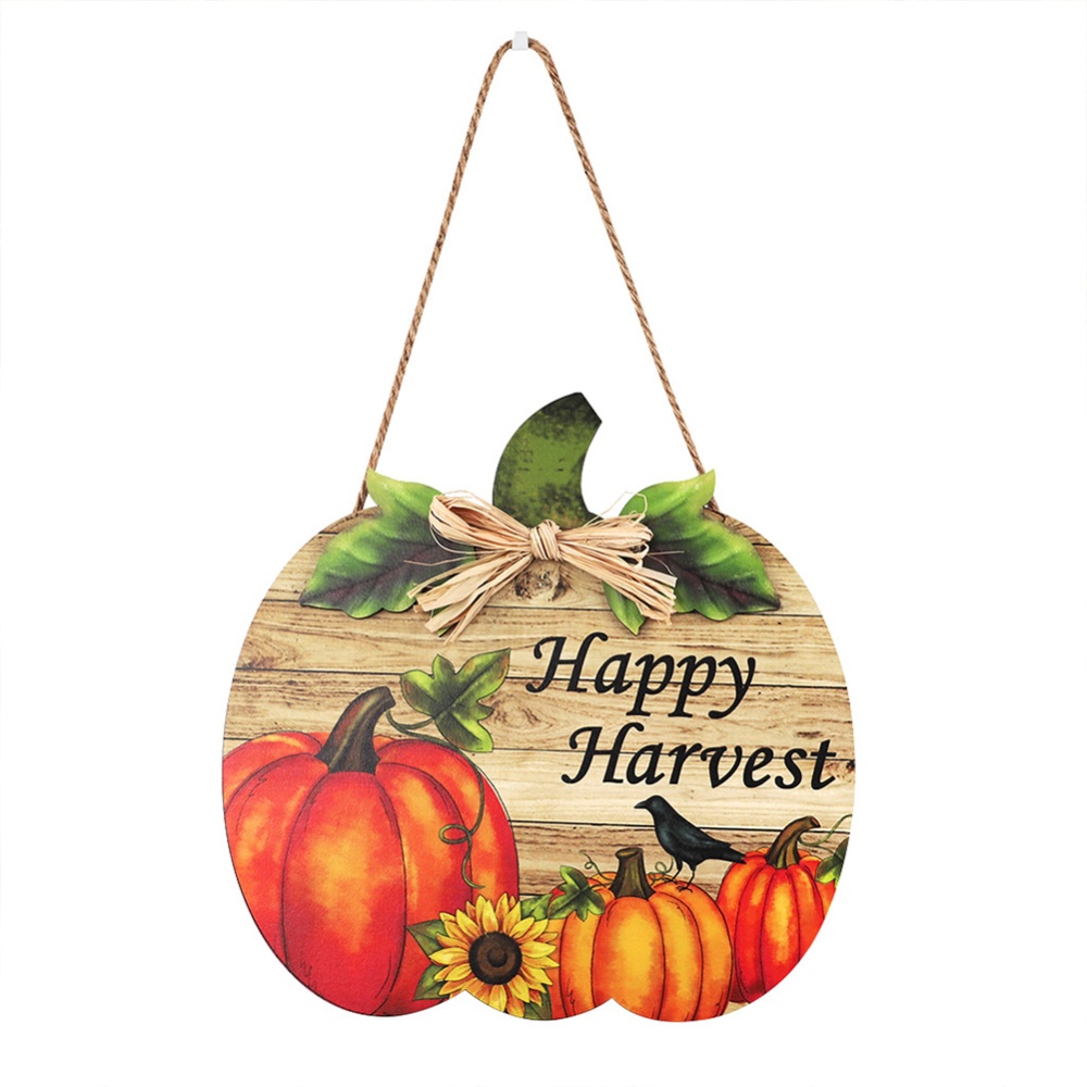 Welcome Sign Ornaments Wooden Country Style Pumpkin Pattern Door Pendant Decoration