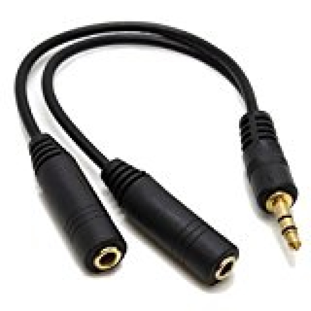 SaiTech 3.5mm Stereo Jack Splitter Cable Adapter for ipod, Mp3 Player, Mobile Phone, Laptop, PC, Headphone Speakers (Black)