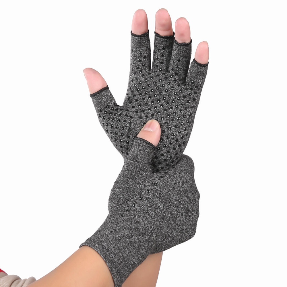 KALOAD 1 Pair Sports Anti-skid Compression Gloves Health Care Half Finger Gloves Arthritis Pain Relief Gloves - S - Image 2