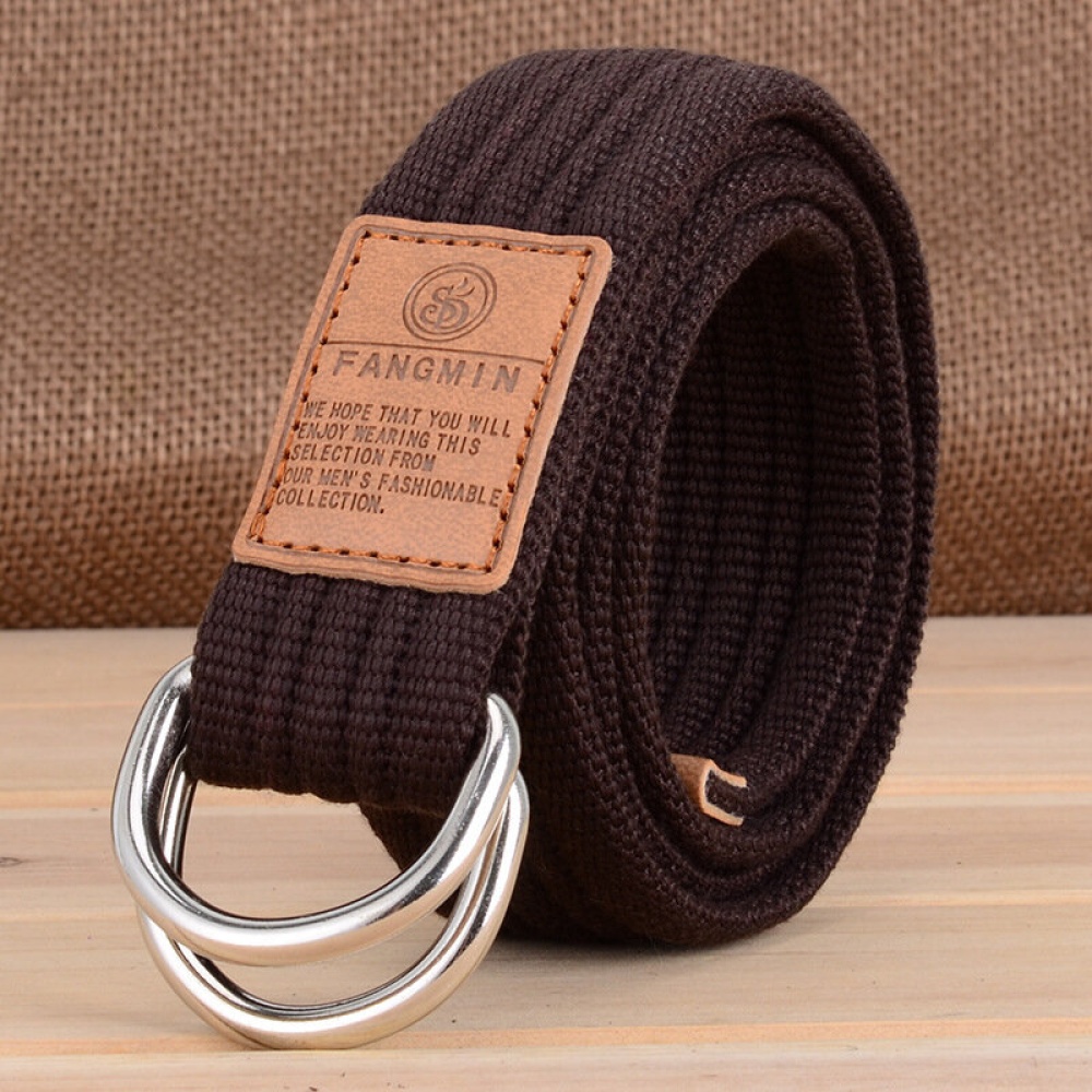 110x3.8cm FENGMIN T-5 Double Buckle Tactical Belt Adjustable Waist Belt Casual Belt For Man Woman Nylon Waistband For Camping Hunting - Coffee - Image 2