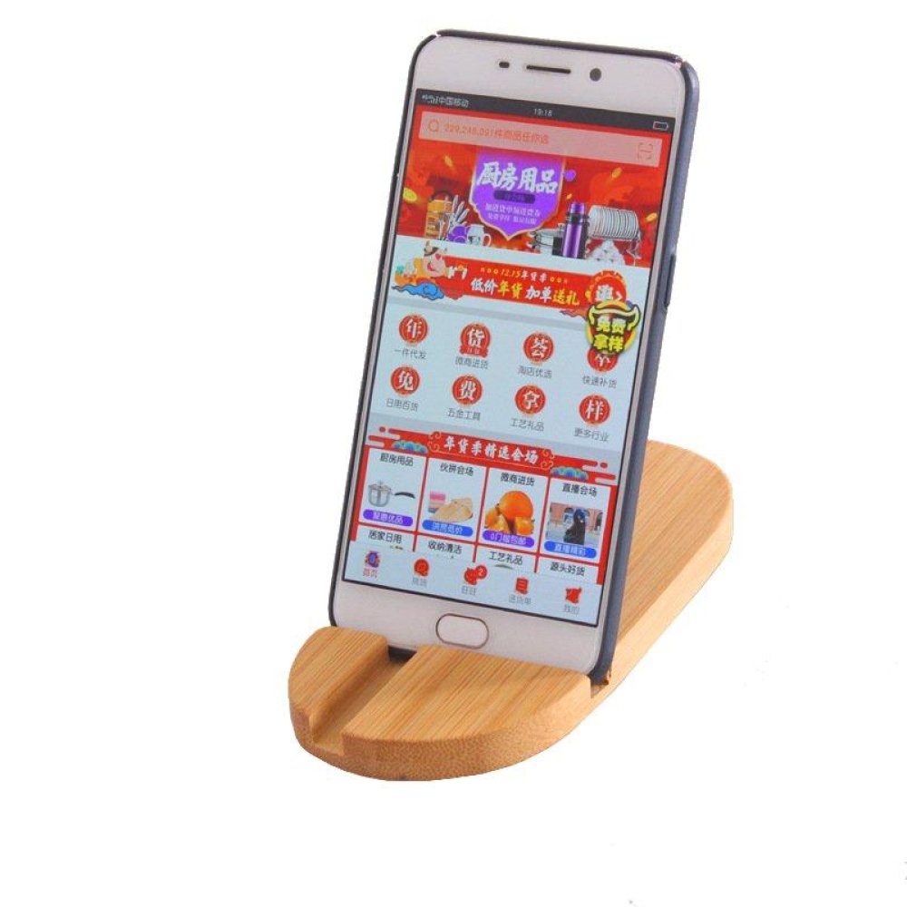 Universal Bamboo Dual Slots Desktop Bracket Phone Holder Stand for Mobile Phone Tablet - Image 2