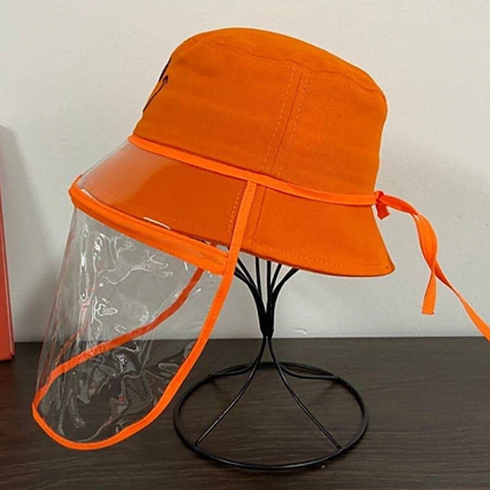 Children's Fisherman Hat Detachable Face Screen Windproof Transparent Dust Cap - Yellow - Image 2