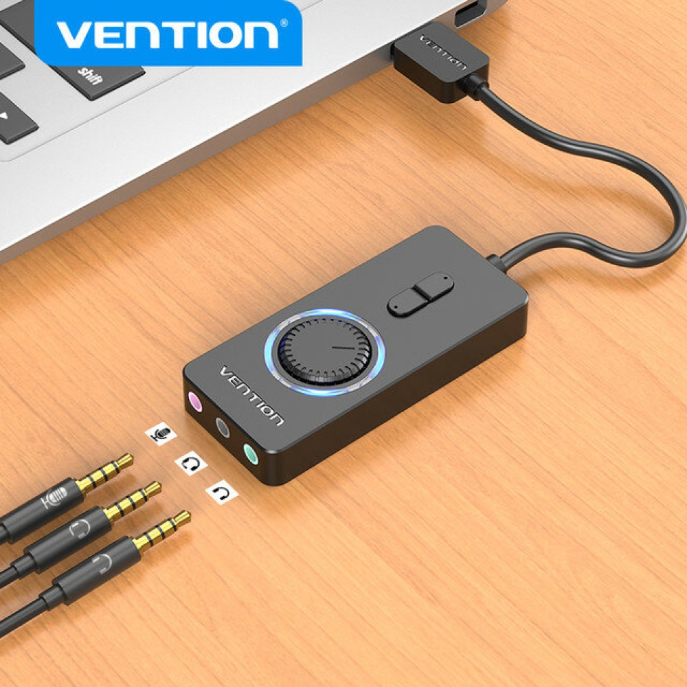 Vention USB External Sound Card to 3.5mm Audio Adapter to Earphone Microphone 0.15m/0.5m/1m - 0.5M - Image 2