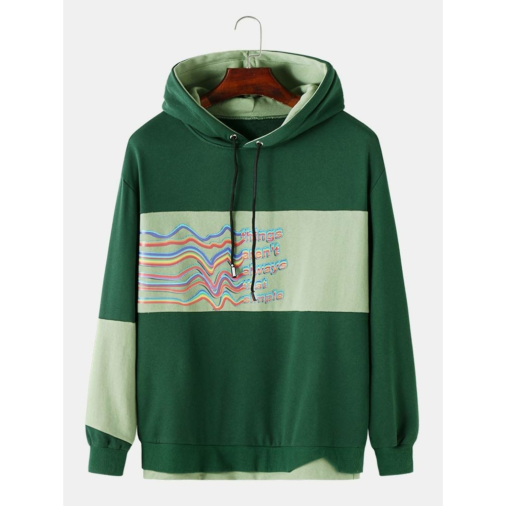 Mens Patchwork Streetwear Fashion Casual Hoodies - Black XL