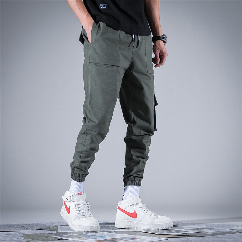 Men's Pants Spring Summer Hip Hop Slack Bottom Joggers Street-wear Drawstring Adjustable Hiking Sport Cycling Trousers - Khaki XL - Image 2