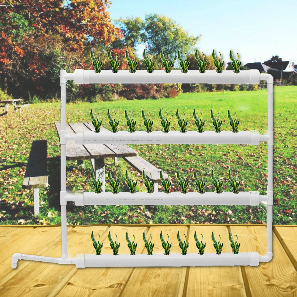 Wall-mounted Hydroponic Grow Kit 36 Plant Sites 4 Pipes Set PVC Garden Yard Tool - #1 - Image 2