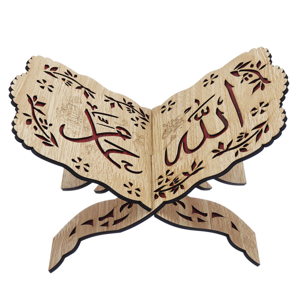 I slamic Quran Koran Book Holder Wood Stand For Quran Home Decorations - D - Image 2