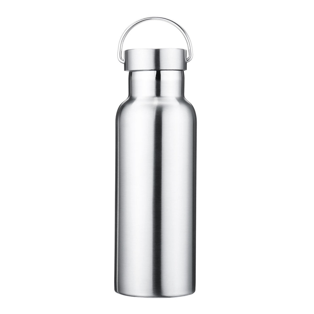 500ml 600ml 800ml Water Bottle 304 Stainless Steel Wide Mouth Vacuum Cup With Outdoor Carabiner - 500ml Silver - Image 2