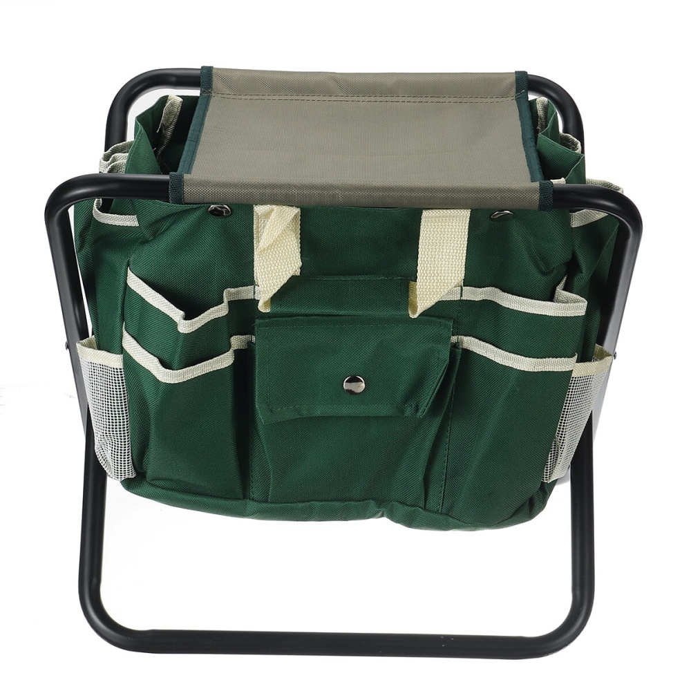 12.2x15.4x13.4inch Folding Kneeler Seat Oxford Cloth Camping Chair Fishing Seat with Detachable Storage Organizer Tool Tote Bag For Home Garden Yard - Image 2