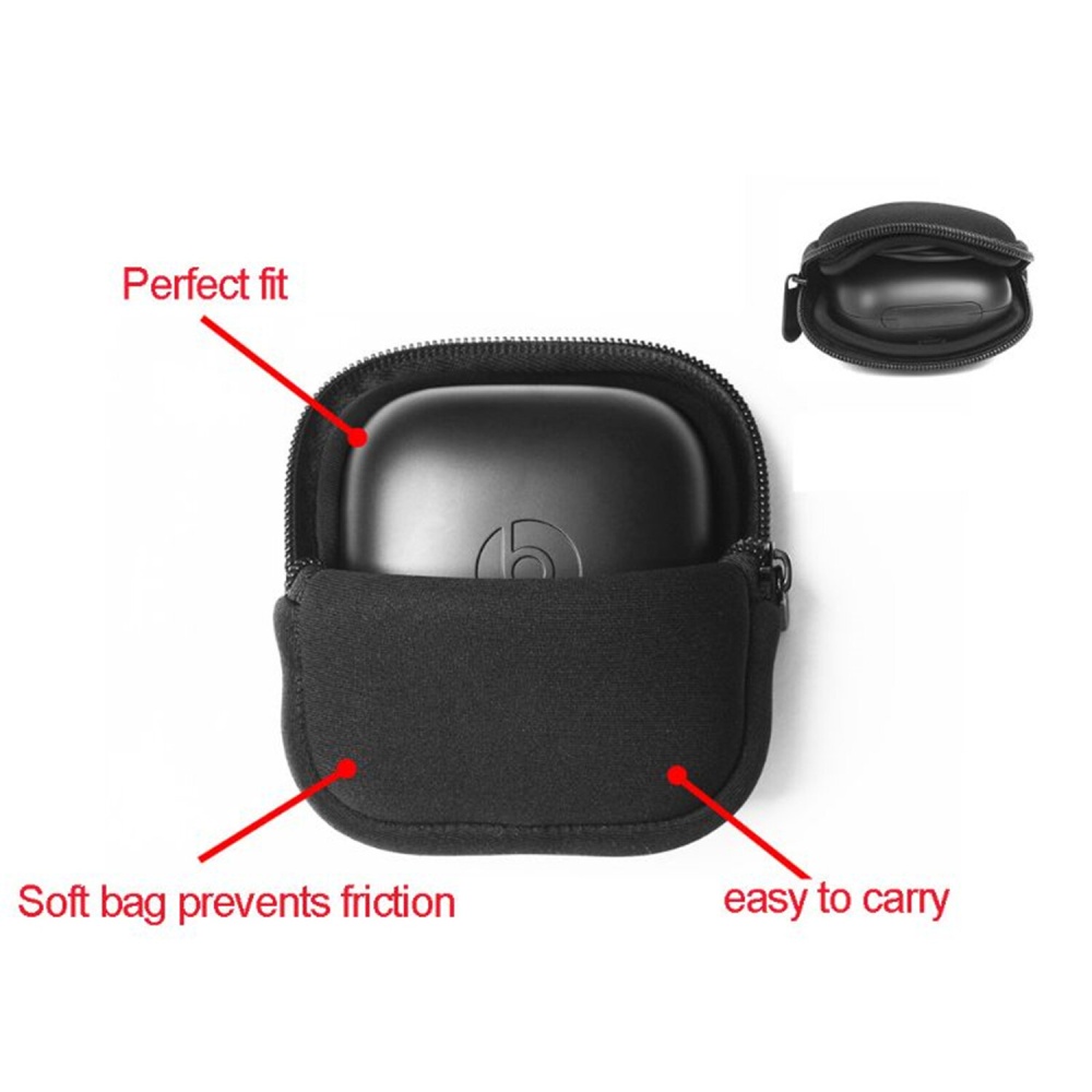 Earphone Storage Bag Wireless bluetooth Headset Protective Carrying Case Dustproof Portable Soft Bag for Powerbeats Pro - Black - Image 2