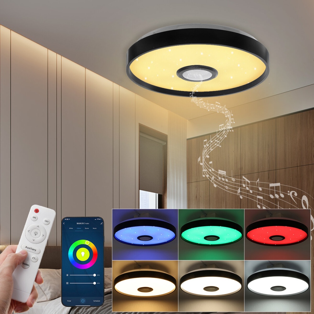 124LED Black Music RGB Ceiling Lamp Light Wifi APP+Remote Control Smart bluetooth Light - 220V APP + Remote Control - Image 2