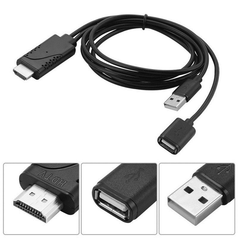 2 in 1 USB Female To HDMI Male HDTV Adapter Cable For HDTV Projector Displays - Image 2