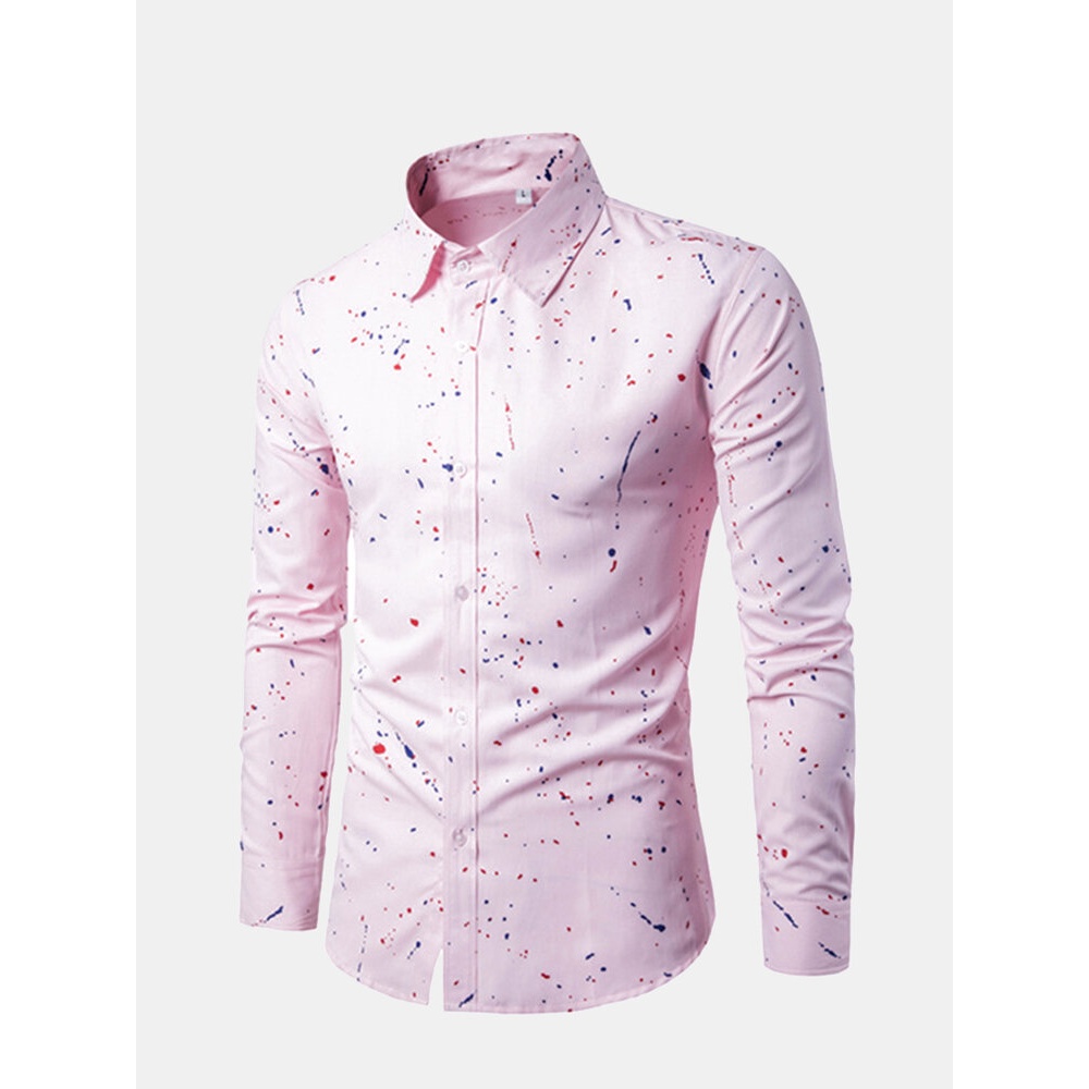 Mens Fashion Printing Design Casual Shirts - L White