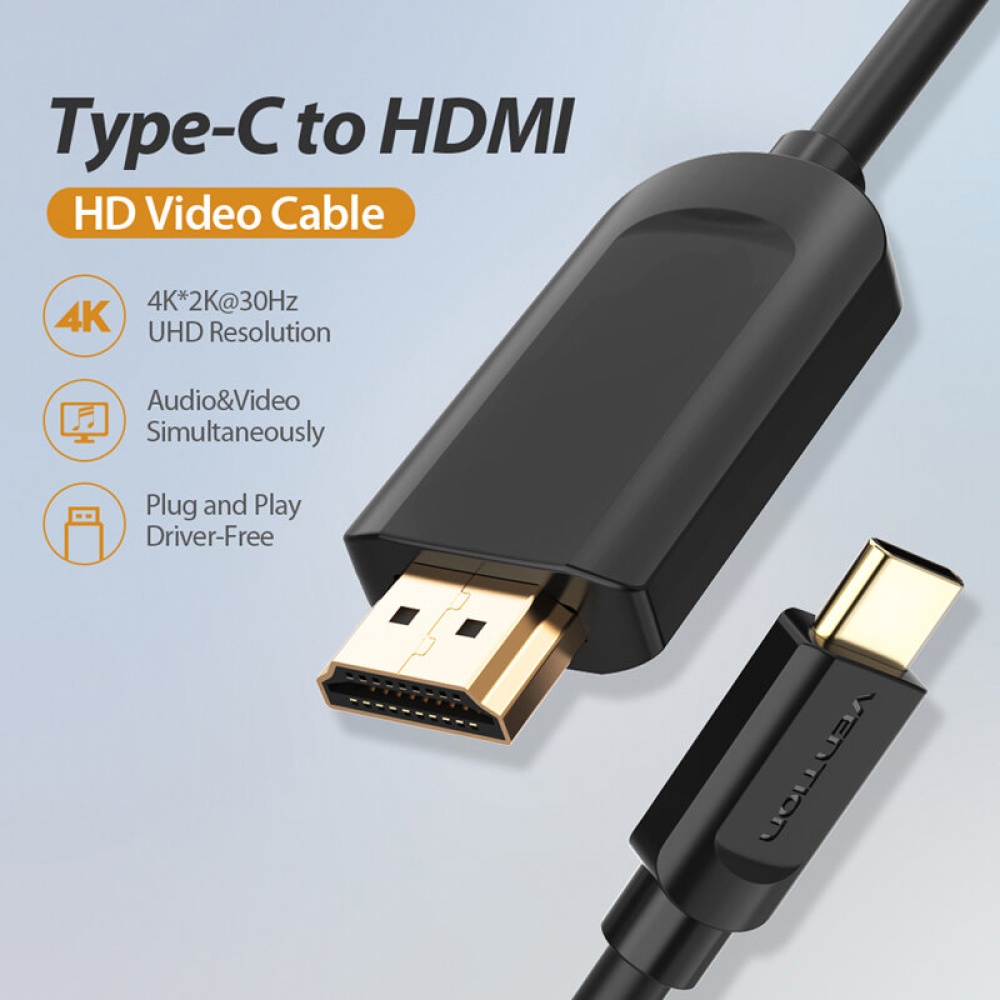 VENTION USB C to HDMI Cable 4K@30Hz HD Vedio Cable For MacBook Huawei Mate 30 P30 Pro Galaxy S20 Note 20 - 1M - Image 2