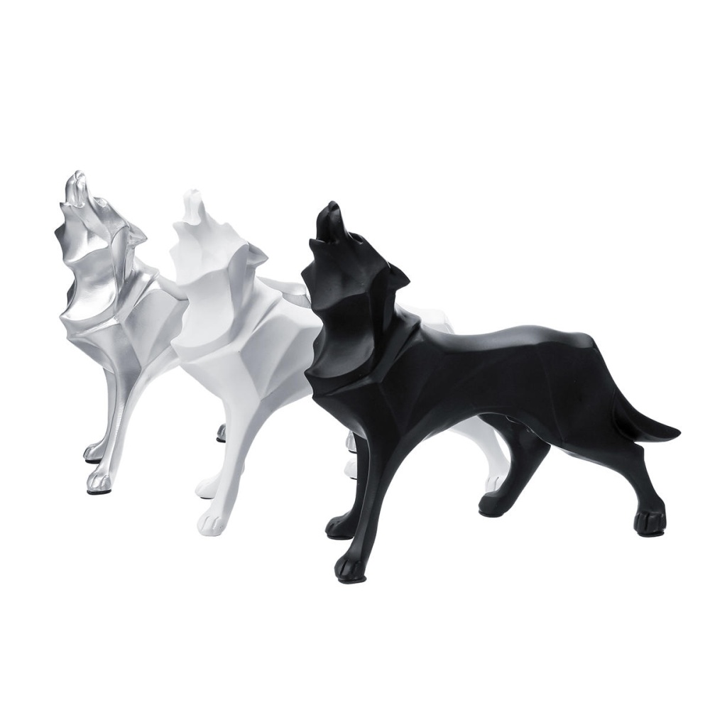 Modern Abstract Art Wolf Statue Resin Geometric Resin Model Gift Decorations - Gold