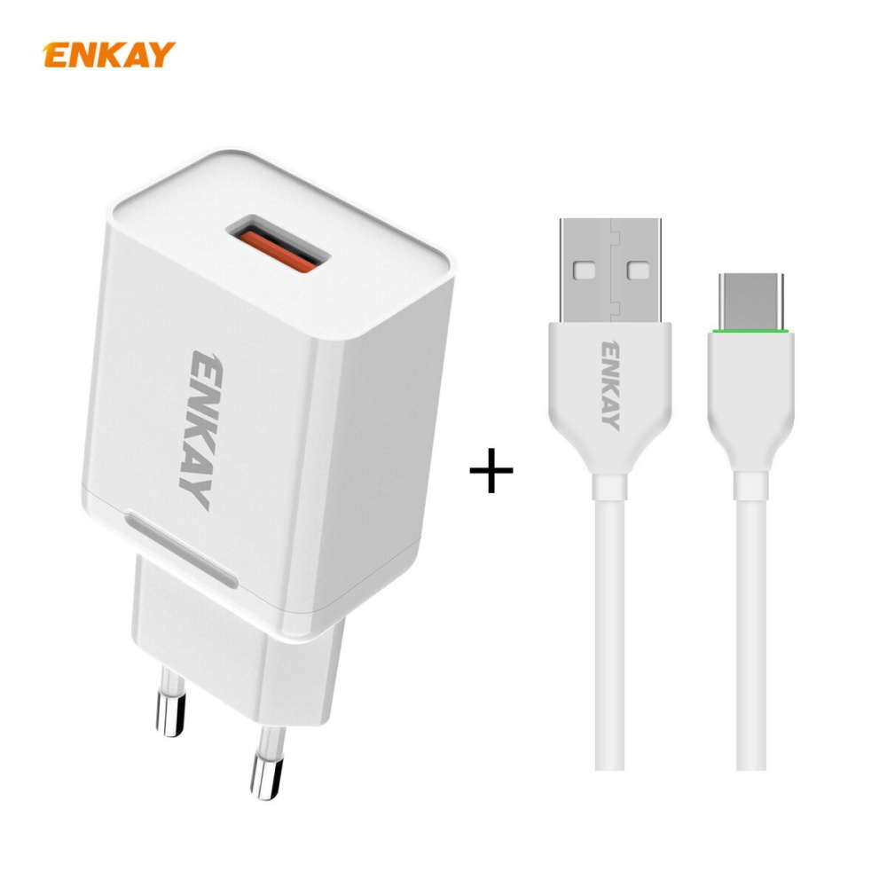 ENKAY 18W PD Type-C Fast Charging USB-C Charger with Charging Cable for iPhone 12 for Samsung Galaxy S21 ultra Huawei Mate40 OnePlus 8 Pro - With Typ - Image 2