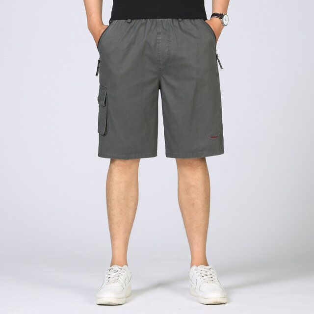 Mid-Age Seniors Shorts Men's Cotton Loose Five Pants Daddy Casual Pants Thin Casual Pants Men's Shorts - XXXL Navy