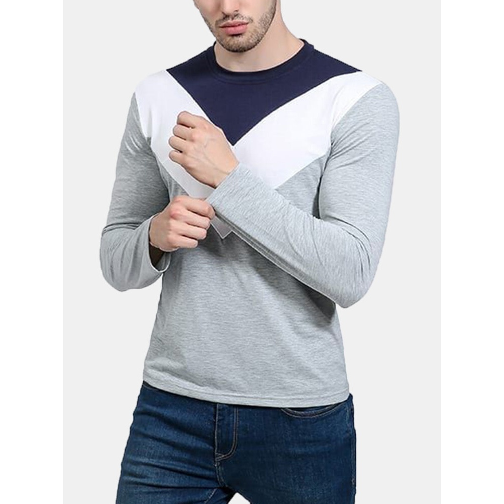 Men's Fashion Inverted Triangle Printing Tops - L Black