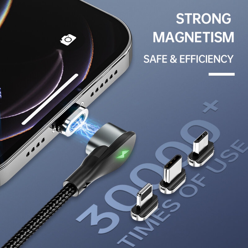 Magnetic USB to USB-C/Micro USB/iP Cable 3A Fast Charging Data Transmission Cord Line 1m long For Samsung Galaxy Note 20 For iPad Pro 2020 MacBook A - Image 2