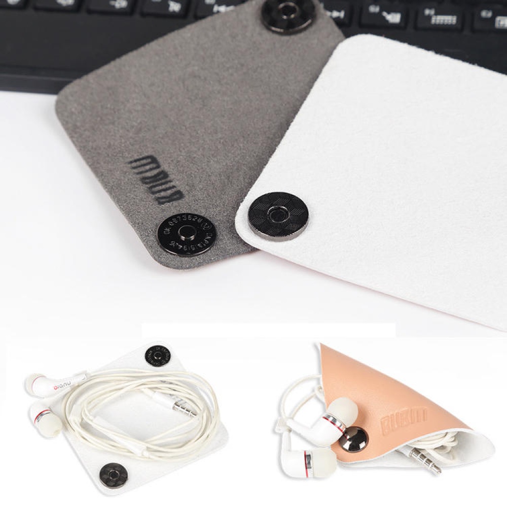 BUBM LXDC 2Pcs Magnetic Leather Cable Strap Cable Tie Wraps Cord Management Holder Keeper Cable Clip - Pink