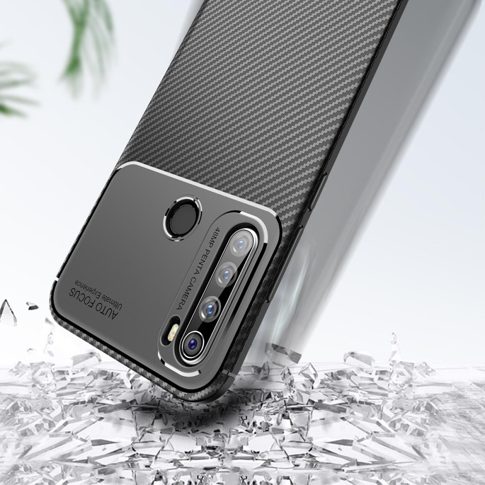 For Xiaomi Redmi Note 8T Case  Luxury Carbon Fiber Shockproof Silicone Protective Case Non-original - Black - Image 2