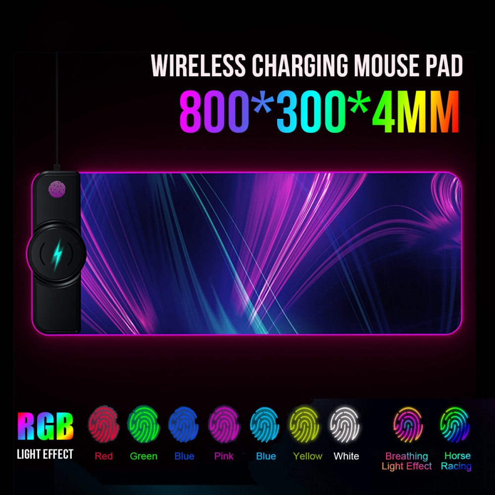 Multifunctional 10W/ 7.5W Mobile Phone Qi Wireless Charger RGB Luminous Gaming Mouse Pad Computer Macbook Mousepad - 001 - Image 2