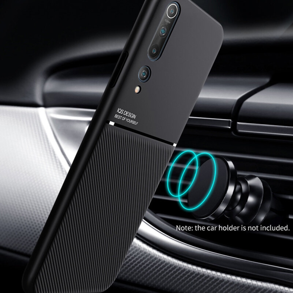 Magnetic Leather Texture Non-Slip TPU Shockproof Protective Case Back Cover for Xiaomi Mi10 Mi 10 / Xiaomi Mi 10 Pro Non-original - Black 1 - Image 2