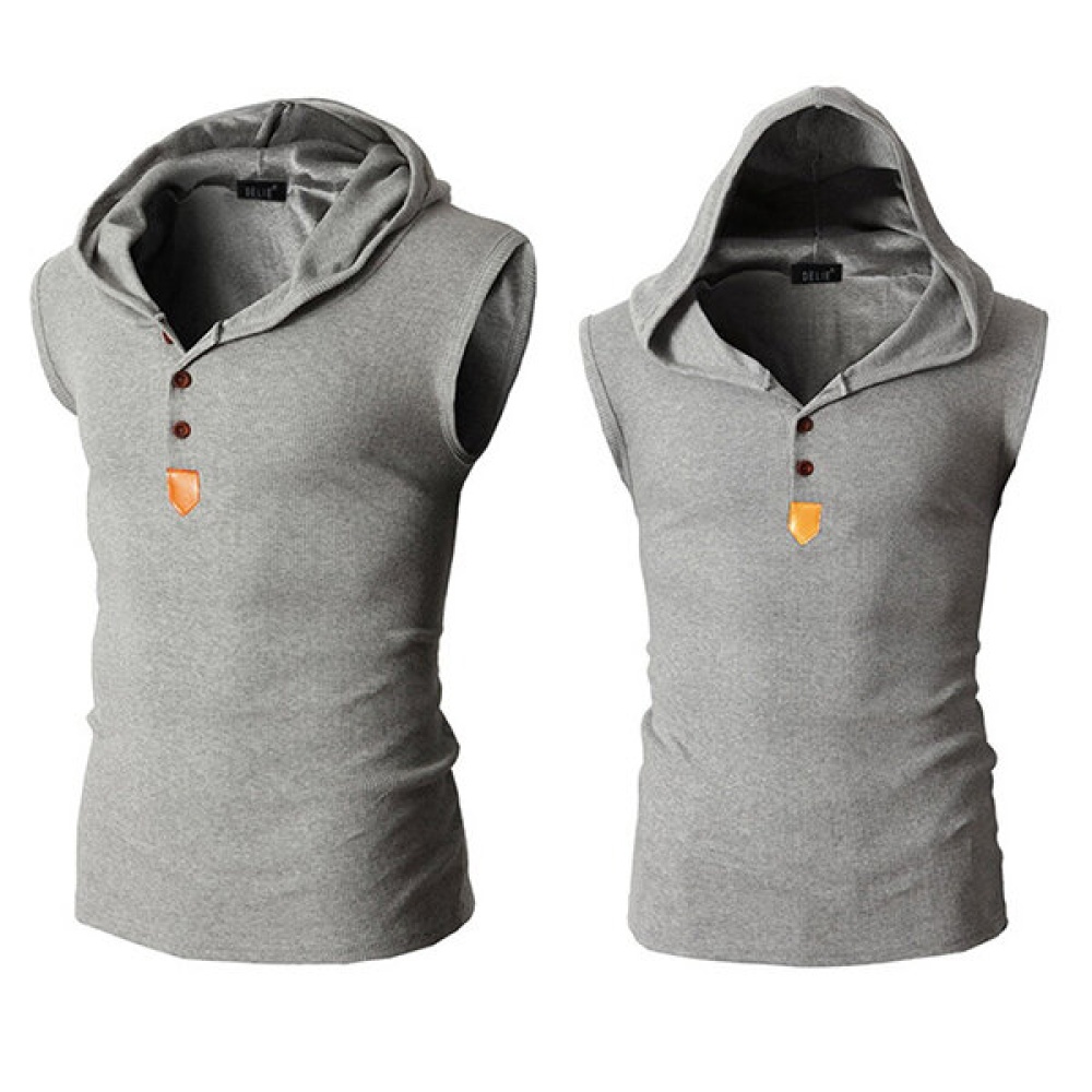 Slim Fit Hooded Sport Tank Tops - White M - Image 2