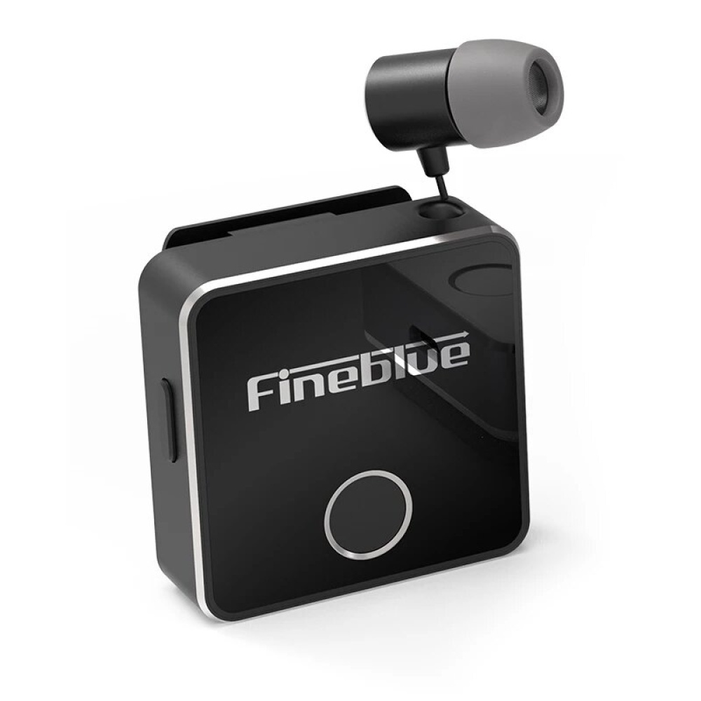 Fineblue F1 pro bluetooth 5.0 Headphone Clip-on Cable Retractable Earphone Wireless Music Headset Vibration Alert Hands-free Mic - Black - Image 2