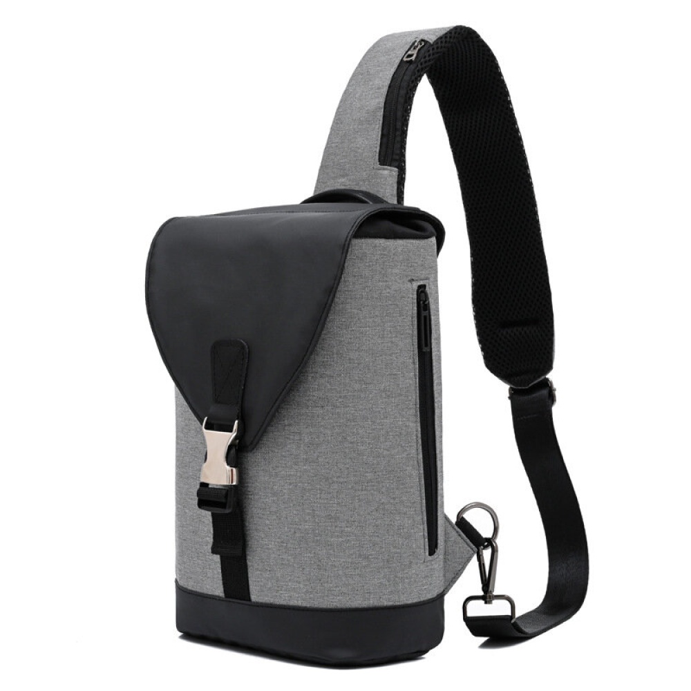 Men Fashion Waterproof Large Capacity Mobile Phone Storage Chest Bag Crossbody Bag Drawstring Bag - Grey - Image 2