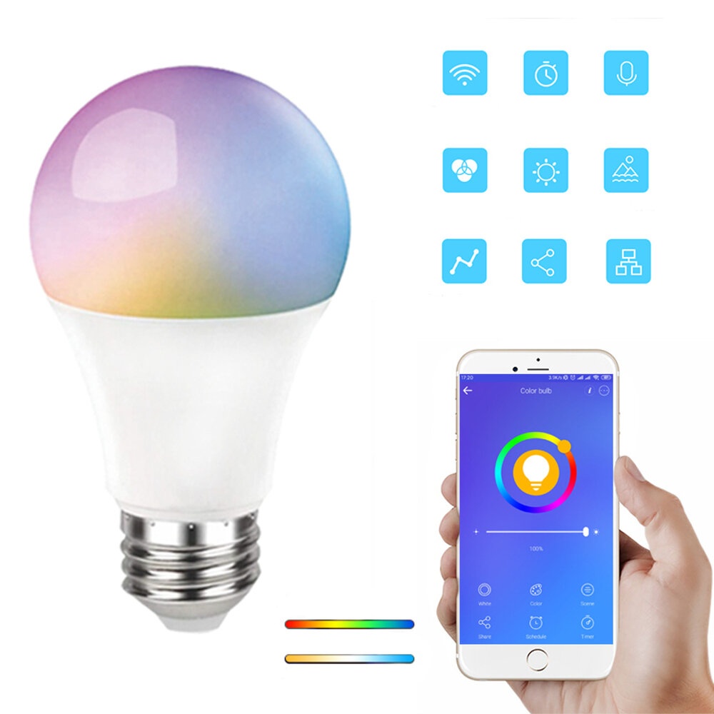 E27 RGB+CCT 9W Smart Bulb EWeLink APP LED Lamp Works With Amazon Alexa Google Home 220-240V