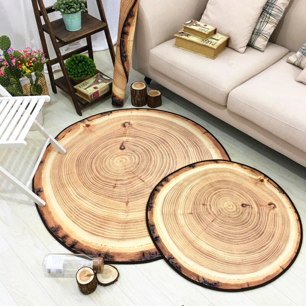 Annual-Rings Floor Carpet Soft Short Flannel Round Floor Mat For Home Office Study Decoration - 80cm - Image 2