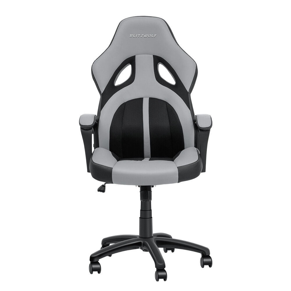 BlitzWolf® BW-GC3 Racing Style Gaming Chair PU + Mesh Material Grey Color Streamlined Design Adjustable Height Widened Seat Home Office - Image 2