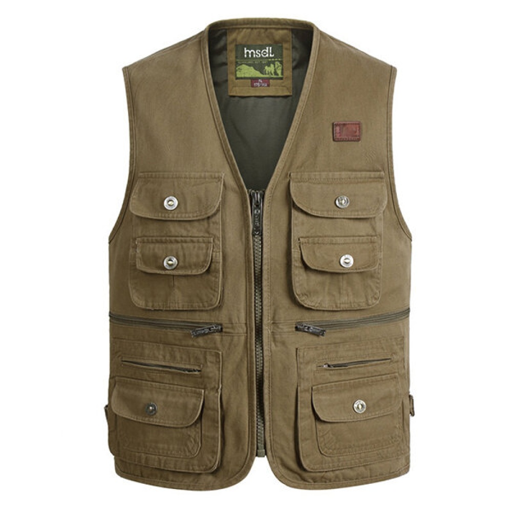 Outdooors Photography Fishing Multi Pocket Tactical Vest - L Army Yellow - Image 2