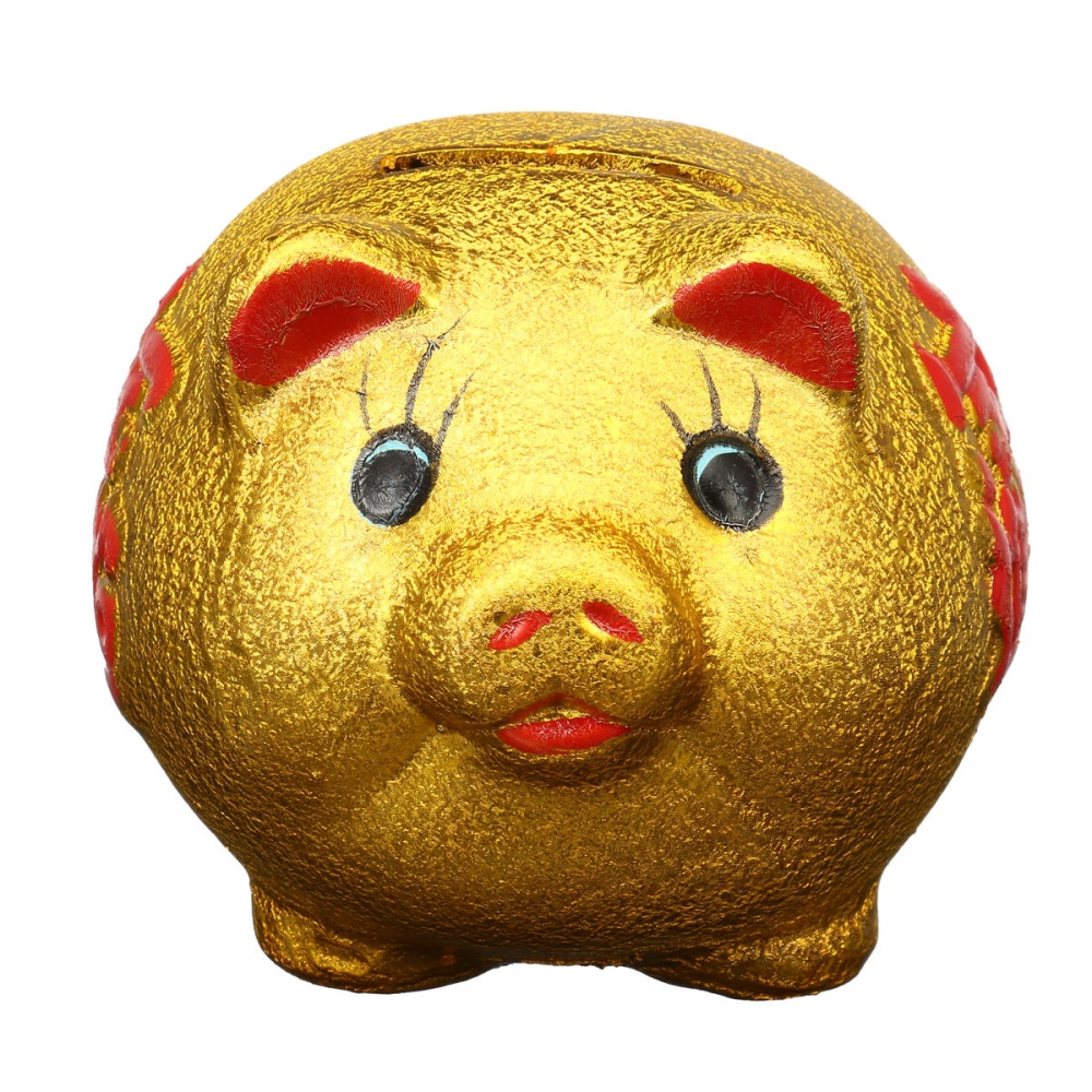 5'' Gold Ceramic Piggy Bank Mini Cute Pig Children Coin Collection Gift Decorations - Image 2